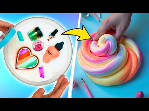 Let's Mixing Makeup Into Giant Slime! || Fun Slime Challenges || DIY Doll Hacks