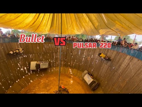 Billet vs pulsar 220 circus stunt Karmdaha mela #ridervlog #bulletridergirl #circus #pulsar