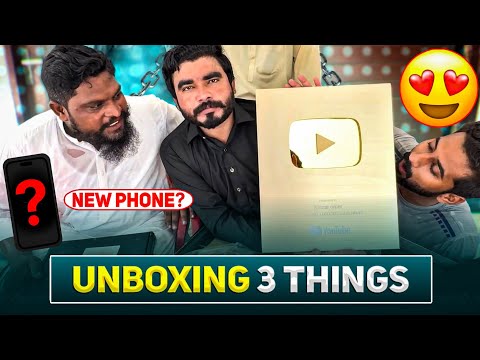 😍 Golden Play Button Unboxing 🤩 |  New Phone Leliya 😇 | @khizaromer