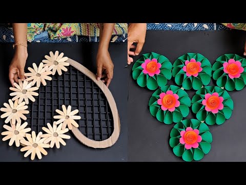 Amazing Home Decoration craft ideas | Waste ice cream sticks reuse and paper wall decor | DIY decor