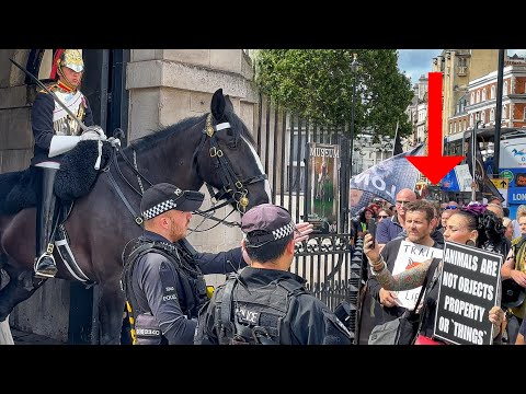 Armed Officers Step In as Crowd Tries to Distract Royal Horses