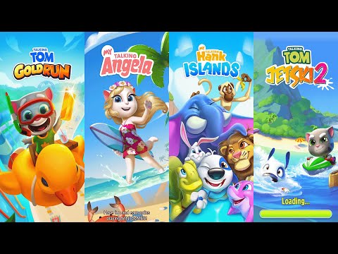 My Talking Angela vs Tom Gold Run vs Hank Islands vs Tom Jetski2 | Angela wear Pajama Onesie Ep4019