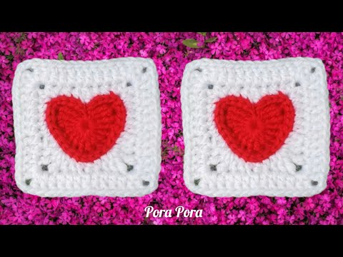 Crochet Heart Granny Square Tutorial I Crochet Heart I Valentines Granny Square