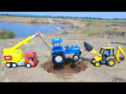 John Deere Tractor Accident Pulling Out Jcb Loader Crane Machine ? Hyva Truck | Police Car | CS Toy