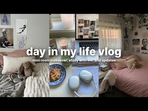 vlog: mini room makeover, study with me, updates, and more!