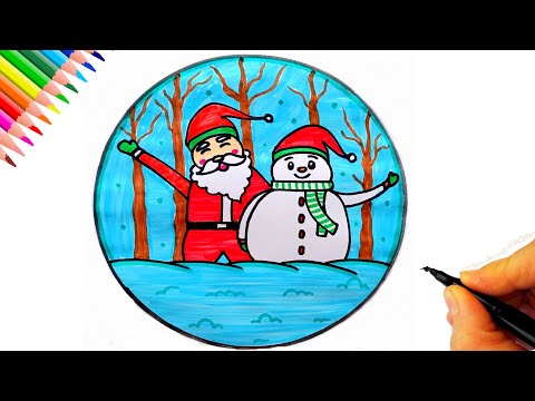 Yeni Yıl Çizimleri 🎄 Noel Baba Çizimi - Kardan Adam Çizimi - How To Draw a Santa Claus and Snowman