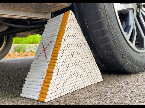 Crushing Crunchy & Soft Things by Car! EXPERIMENT CAR vs CIGARETTES CUBE