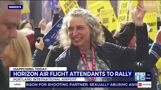 Horizon Air Flight Attendants Picket Ahead of Strike Vote