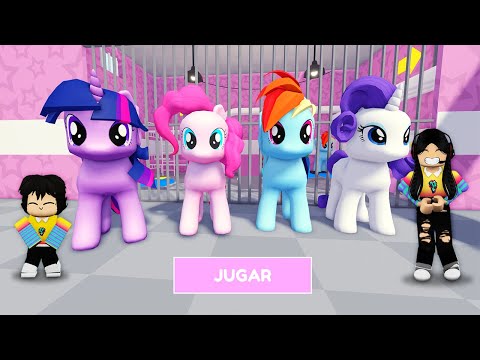 ESCAPA de la PRISIÓN de las PONIS MALVADAS en roblox🦄 😈 con mi hermanita | paolazgames