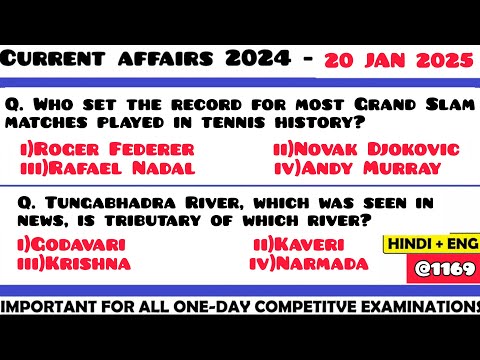 20 January 2025 Current Affair Questions | Daily Current Affairs | Current Affairs 2025 Jan | HVS|