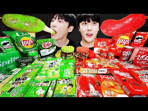 ASMR MUKBANG | 직접 만든 갤럭시 꿀젤리 레드 그린 디저트 아이스크림 먹방 & 레시피 DESSERT GALAXY HONEY JELLY CANDY