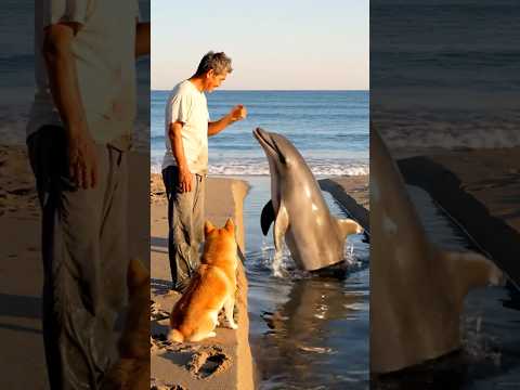 Kind man helped Japanese dolphin get into the water safely