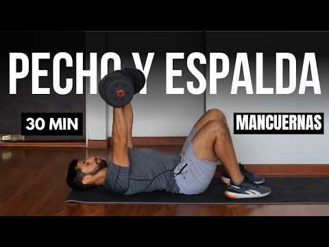 destruye tu pecho y espalda con mancuernas en casa 🔥 rutina intensa 30 MIN