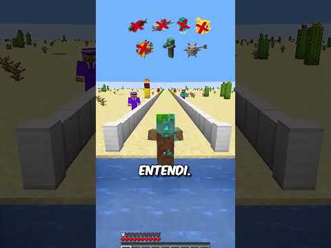 Dano de Sufocamento vs Mobs da Água no Minecraft! ⛏️ #shorts