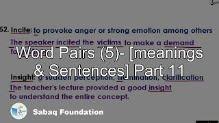 Word Pairs (5)- [meanings   &   Sentences] Part 11