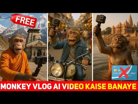 Monkey Vlog AI Video Kaise Banaye 100% Free & Real🤩? AI Animal Video Kaise Banaye | AI Video Editing