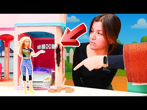 Tamir etme oyunları! Barbie'nin evi yıkılmış! Barbie, İrem ve Ümit ile oyun videoları