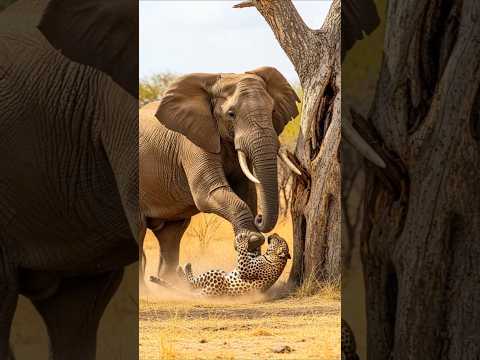 코끼리에게  살려달라고 하는 표범 .다시는 까불지 않을께요#giraffe   #leopard #lion #rhinoceros#gorilla#elephant