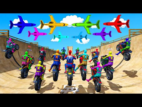 Rainbow Spiderman vs Longest Ramp in GTA 5 - Jumping from Highest in GTA 5 #1