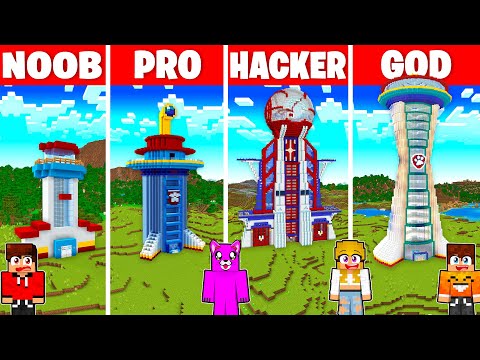 WIEŻA PSI PATROL NOOB vs PRO vs HACKER vs GOD w Minecraft!