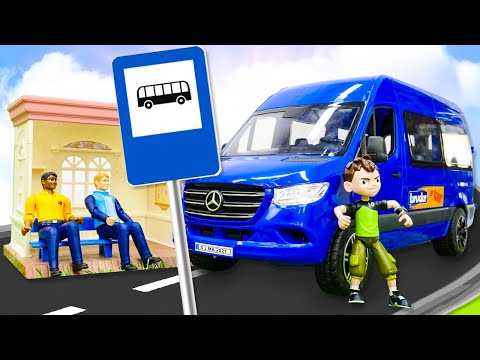 Видео игры машинки - БЕН 10 стал водителем Автобуса! - Игрушки для детей. Машинки-помощники Брудер