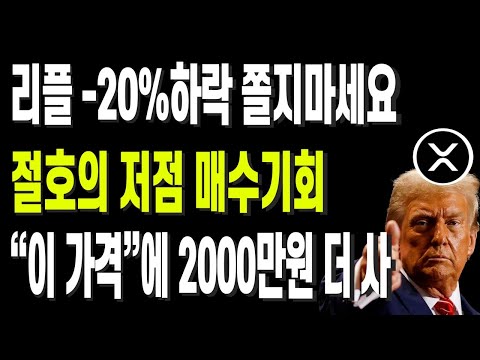 리플 -20%하락 쫄지마세요 하늘이 준 저점 매수기회 “이 가격”에 2000만원 더 사