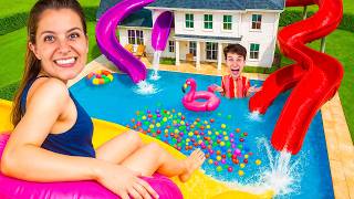 HO COSTRUITO UN PARCO ACQUATICO GIGANTE NEL GIARDINO DI CASA NOSTRA CON I NOSTRI AMICI!💦