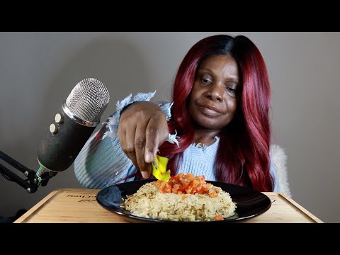 Turkey Broth Orange Pepper Baked Rice ASMR Eating Sounds