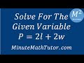 Solving for W in the Perimeter Formula