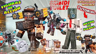 Como hacer figuras de papel Skibidi Toilet Camera Woman Híbrido y Speakerman Minecraft Movible