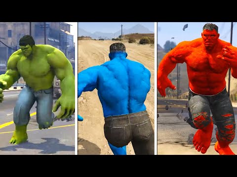 The Incredible Hulk! Hulk Running Comparison! GTA V MODs!