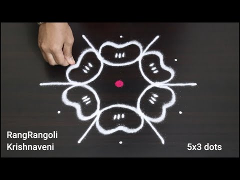 Traditional Muggulu🌺5x3 dots Easy Kolam Designs🌺Daily Rangoli🌺RangRangoli Krishnaveni