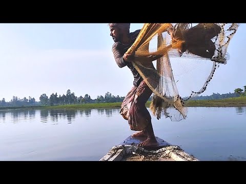 Fishing Video 🐟🐟 Traditional Net Fishing 🎣 Catching Little Fish By Net ~ River Fishing (Part-31)