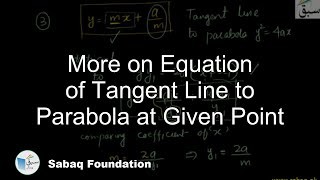 More on Equation of Tangent Line to Parabola at Given Point