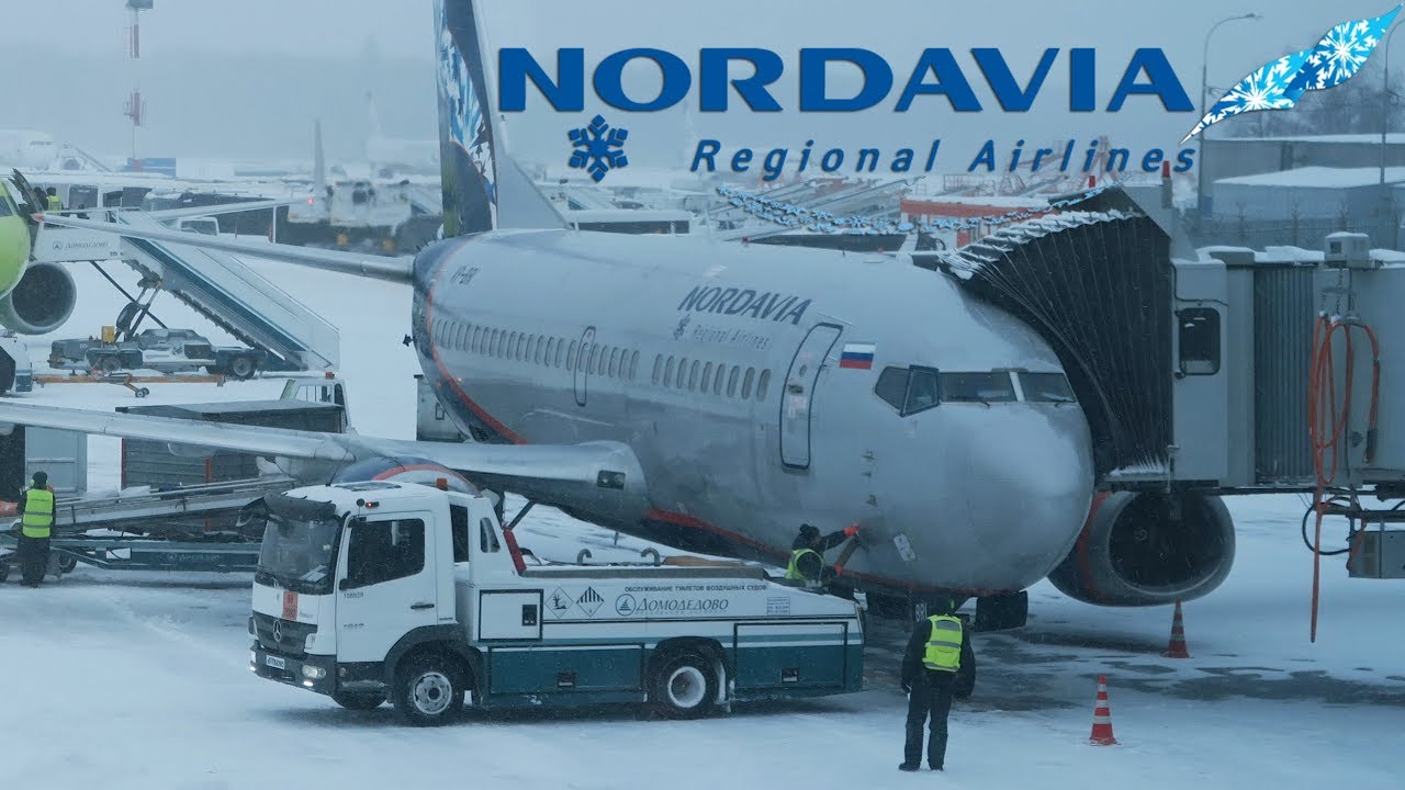 Снежный взлет Нордавиа Boeing 737-500 Москва - Архангельск