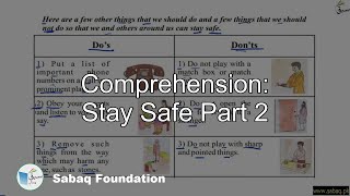 Comprehension: Stay Safe Part 2