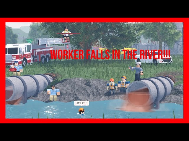 WORKER FALLS IN RIVER WHILE WORKING ON THE SEWERS!!!