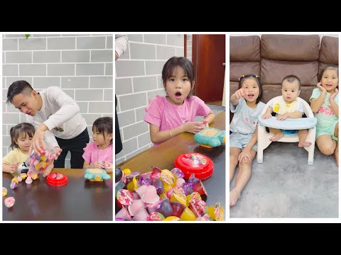 Papa give candy for 3 sister - No candy for baby 👶🏻😭🍭 by Su Hao #shorts