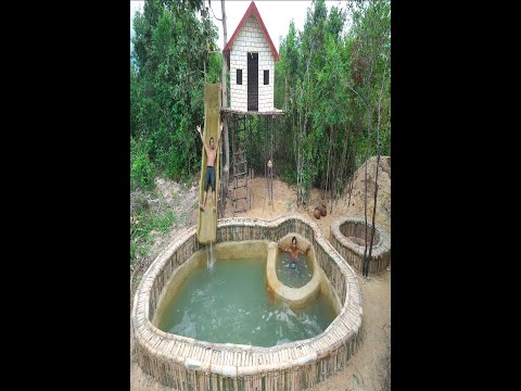 Build Tree House And WaterSlide Swimming Pools