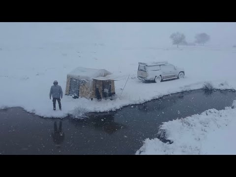 Caught in a Snowstorm with My Dog - Freezing Winter Camping