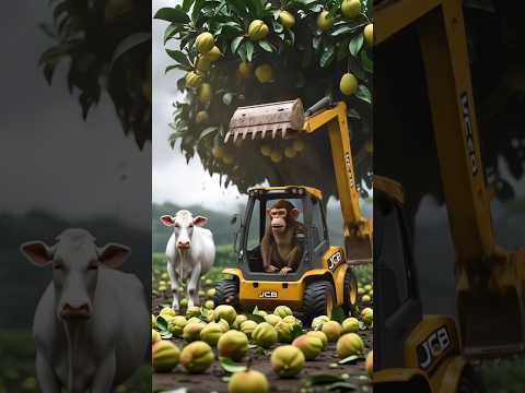 Beautiful story of hardworking cow and monkey #shorts #animals #trendingshorts #ytshorts #viral #ai