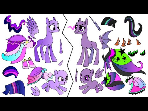 My little pony Alicorns  Blind  bags Nice vs Dark- Twivine Nightmaremoon Daybreaker -MLP Paper craft