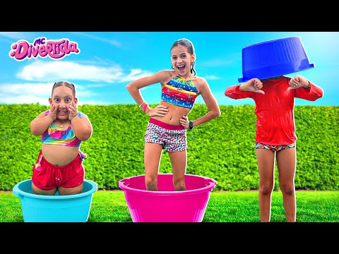 Maria Clara e amigos em uma história engraçada da piscina no balde - MC Divertida