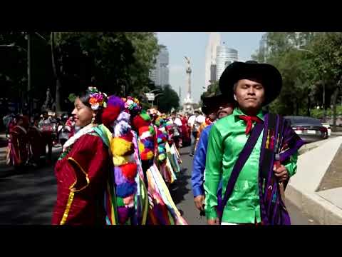 YouTube video thumbnail: Indigenous Cultures Shine in Mexico Parade Marking Special Day