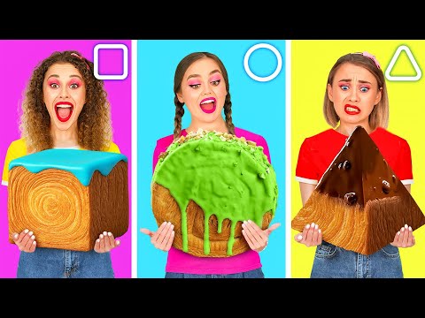 GEOMETRIC FOOD CHALLENGE! 🔺🔵 Who Can Make the Coolest Shape by 123 GO! CHALLENGE