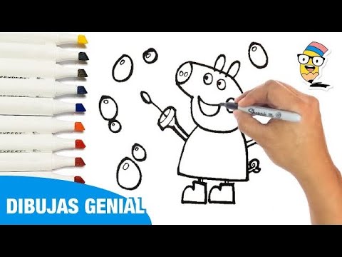 Dibuja y Colorea a Peppa Pig Jugando 🔴🟡🔵✍️🐷 Dibujos Para Niños