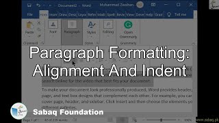 Paragraph Formatting: Alignment And Indent