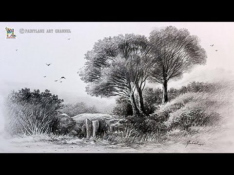 How to draw Realistic Landscape Art by Pencil