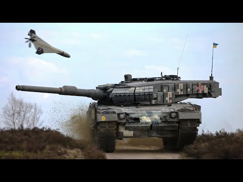 Russian Kamikaze Drone Destroys Ukrainian Leopard Tank: Destruction Footage!!