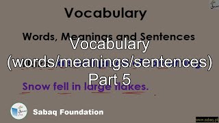 Vocabulary (words/meanings/sentences) Part 5
